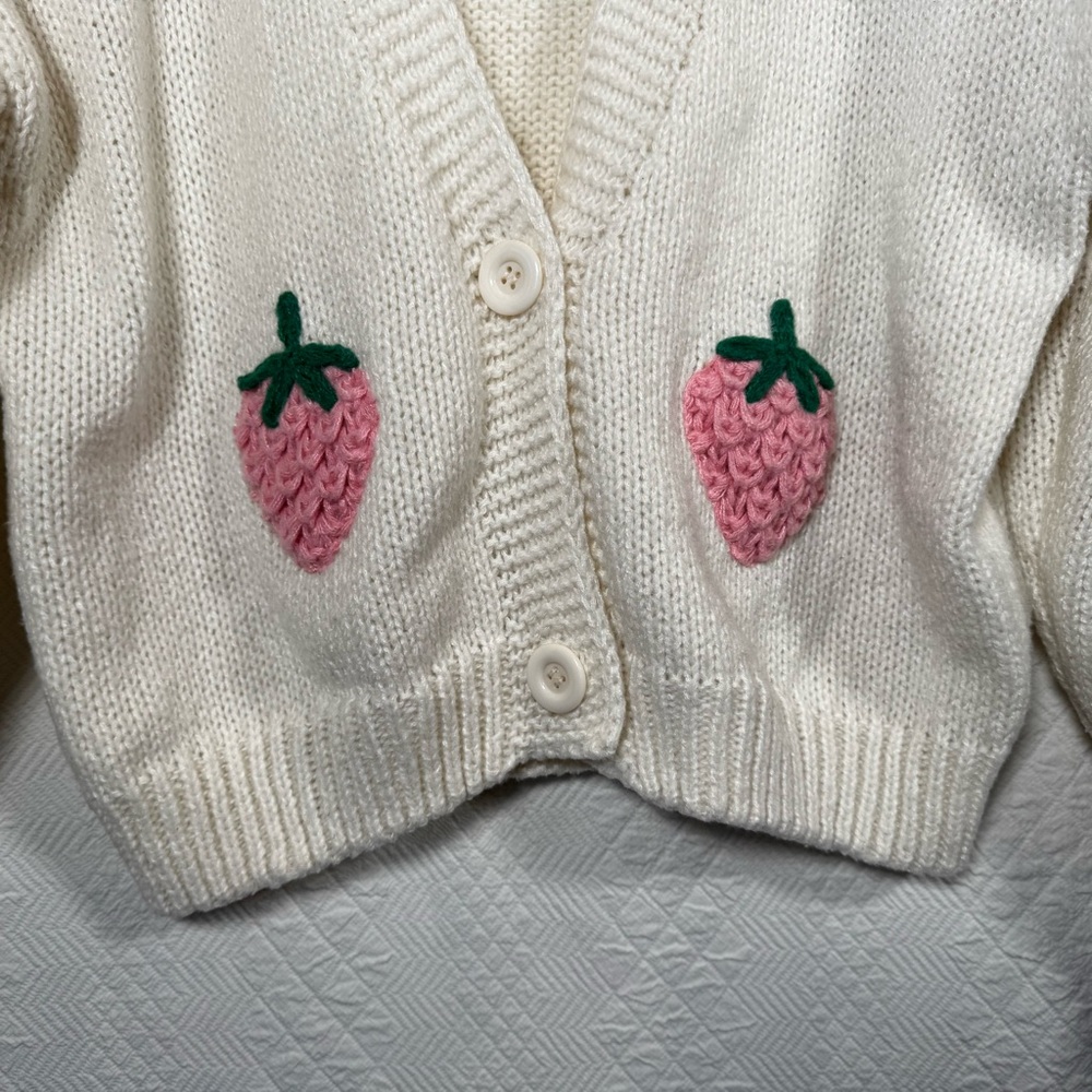 Luna Ivy Strawberry Crochet Cardigan Sweater Size… - image 8